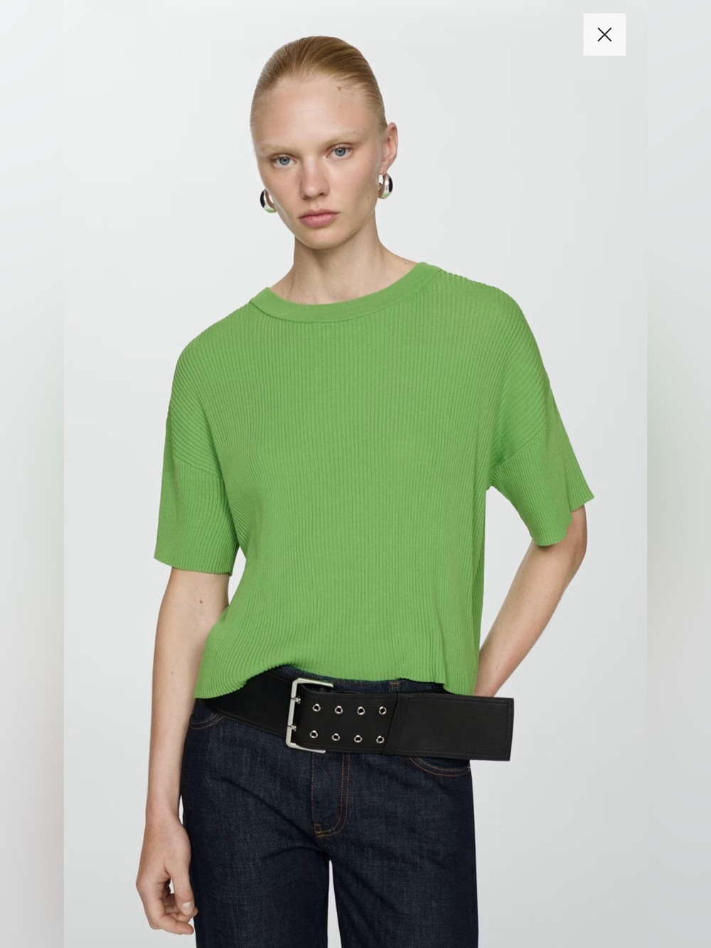 Mango Ribbed Knit Top